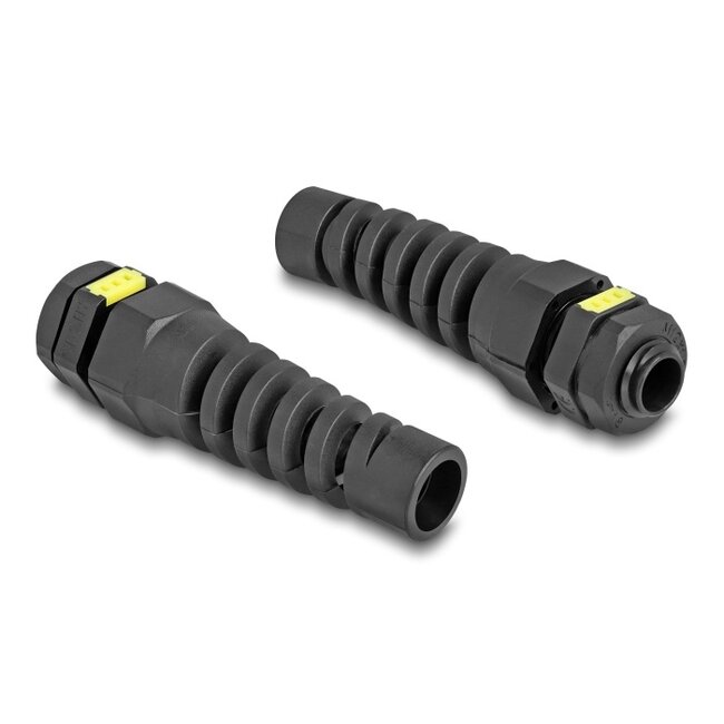 Delock Cable Gland M12 with ventilation and strain relief IP68 dust and waterproof black 2 pieces