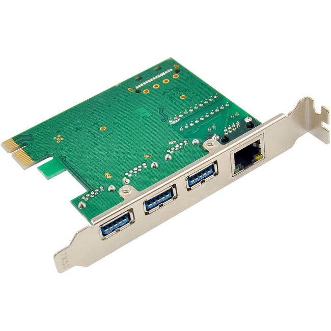 InLine® Combo kaart Gigabit netwerk en USB 3.2 Gen.1, 1x RJ45, 3x USB-A, PCIe x1
