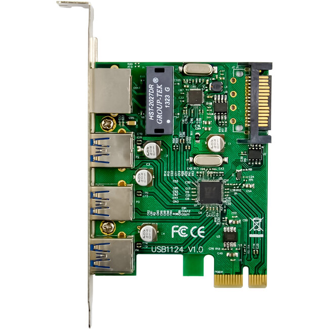 InLine® Combo kaart Gigabit netwerk en USB 3.2 Gen.1, 1x RJ45, 3x USB-A, PCIe x1