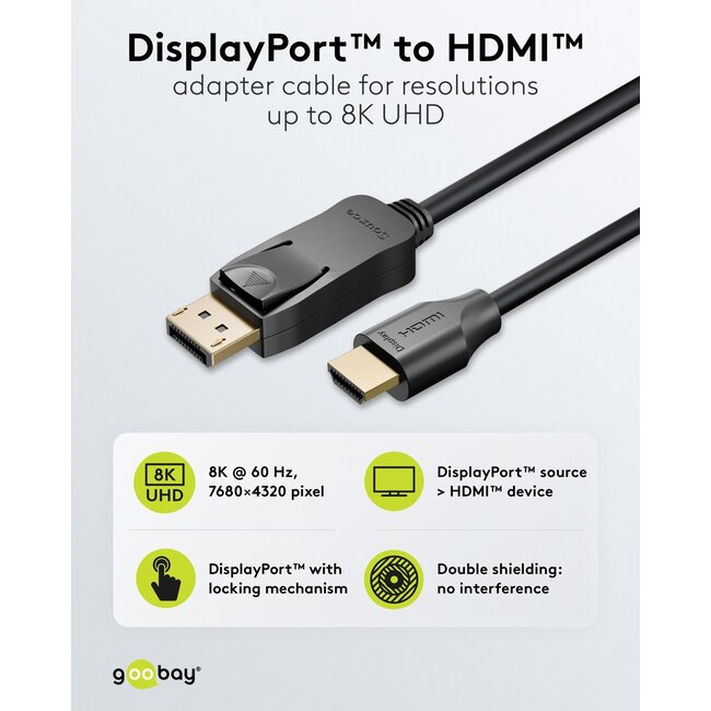 Goobay DisplayPort to HDMI Cable 1 m