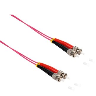 S-Impuls ST/UPC Duplex optical fiber kabel | OM4 | LSZH | paars | 2 meter