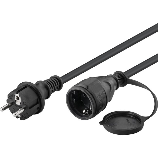 CEE 7/7 - CEE 7/3 outdoor stroom verlengkabel | IP44 | 3x 1,50mm | 5 meter