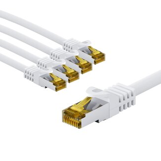 Goobay Goobay RJ45 Patch Cord CAT 6A S/FTP (PiMF), 500 MHz, with CAT 7 Raw Cable, 1 m, white, Set of 5