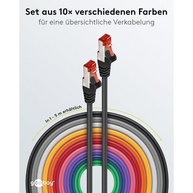 Goobay CAT 6 Patch Cable S/FTP (PiMF), 3 m, Set in 10 Colours