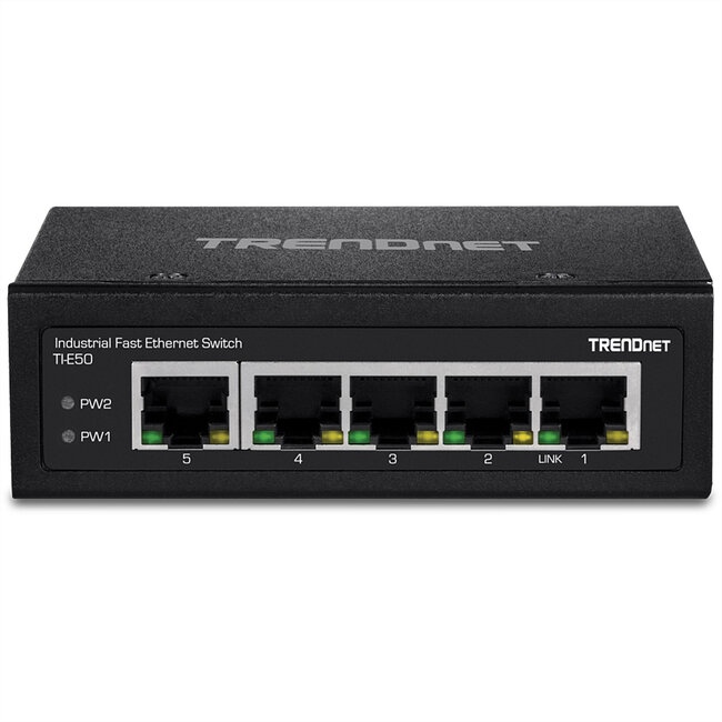TRENDnet TI-E50 Industriële Fast Ethernet DIN-railschakelaar 5-poorts