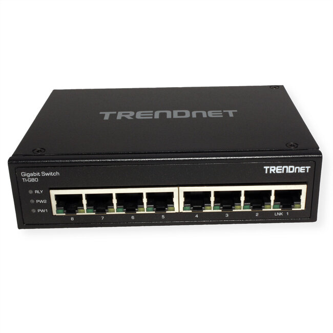 TRENDnet TI-G80 8-poorts geharde industriële gigabit DIN-rail switch
