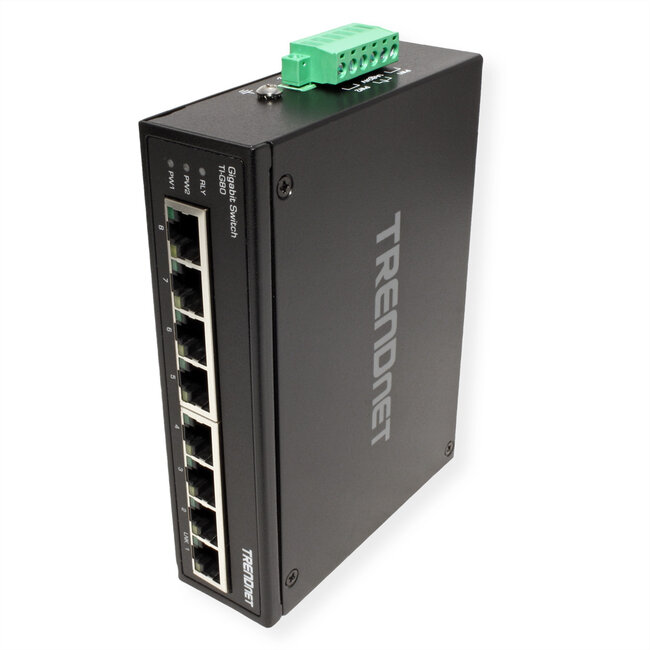 TRENDnet TI-G80 8-poorts geharde industriële gigabit DIN-rail switch