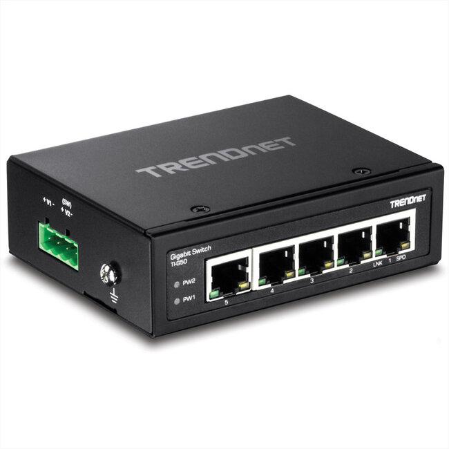 TRENDnet TI-G50 5-poorts geharde industriële gigabit DIN-rail switch