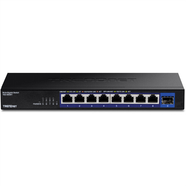 TRENDnet TEG-S5091 9-poorts switch, 2,5G unmanaged switch met 10G SFP+ poort