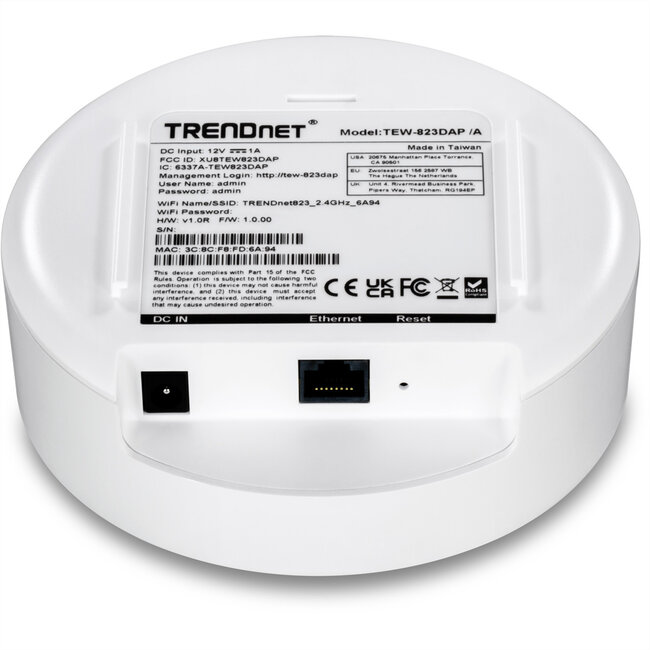 TRENDnet TEW-823DAP Access Point, Draadloze AC1300 Dual Band PoE voor binnen