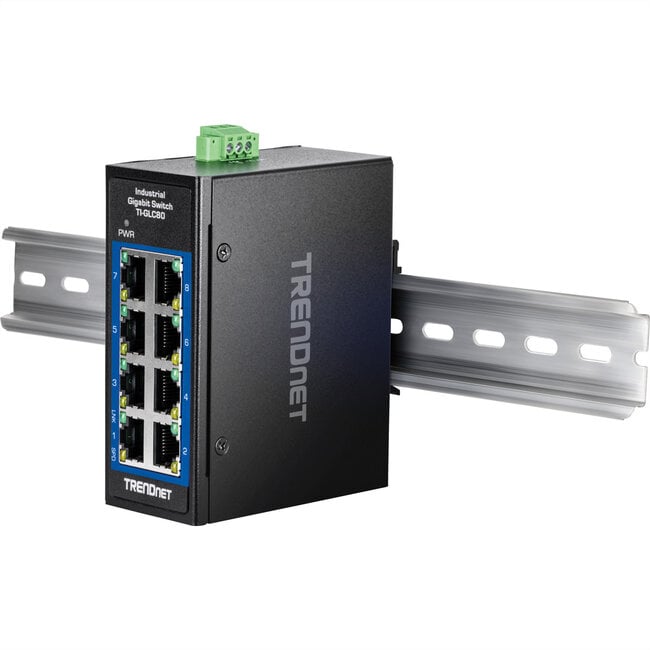 TRENDnet TI-GLC80 8-poorts Gigabit industriële DIN-rail Mini