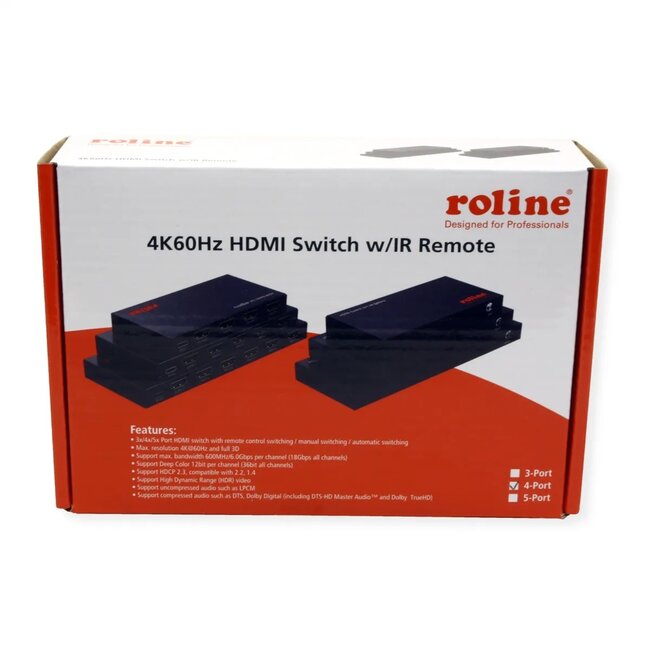 Roline HDMI schakelaar | 4 naar 1 | HDMI2.0 (4K 60Hz + HDR)