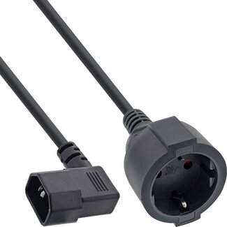 InLine C14 (haaks/links) - CEE 7/3 stroomkabel voor UPS/PDU | 3x 0,75mm | zwart | 0,50 meter