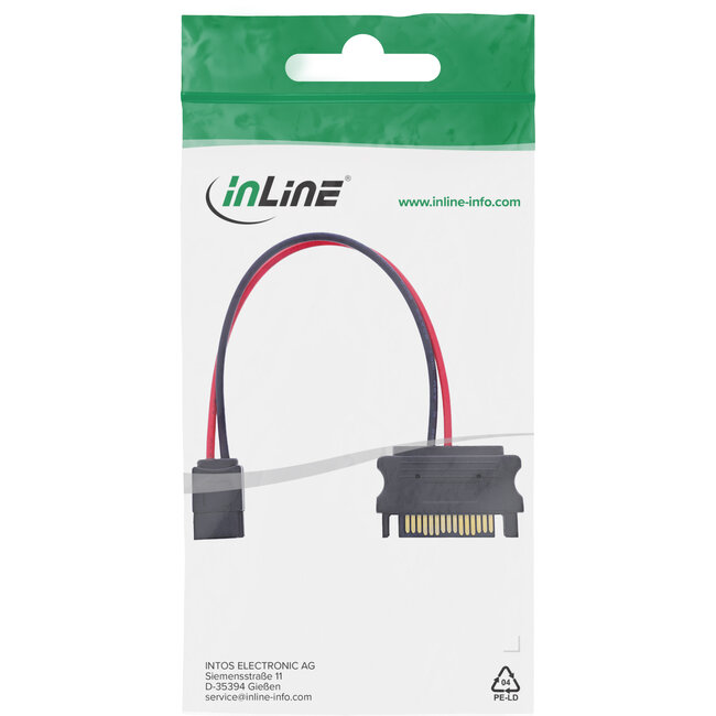 InLine® SATA-voedingsadapterkabel, SATA-bus naar SlimSATA-stekker, 0,15 m