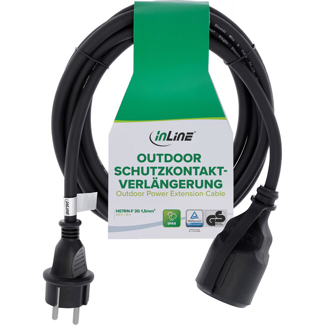 InLine® Randaarde verlengkabel, buiten IP44, met aanraakbeveiliging, 3 m