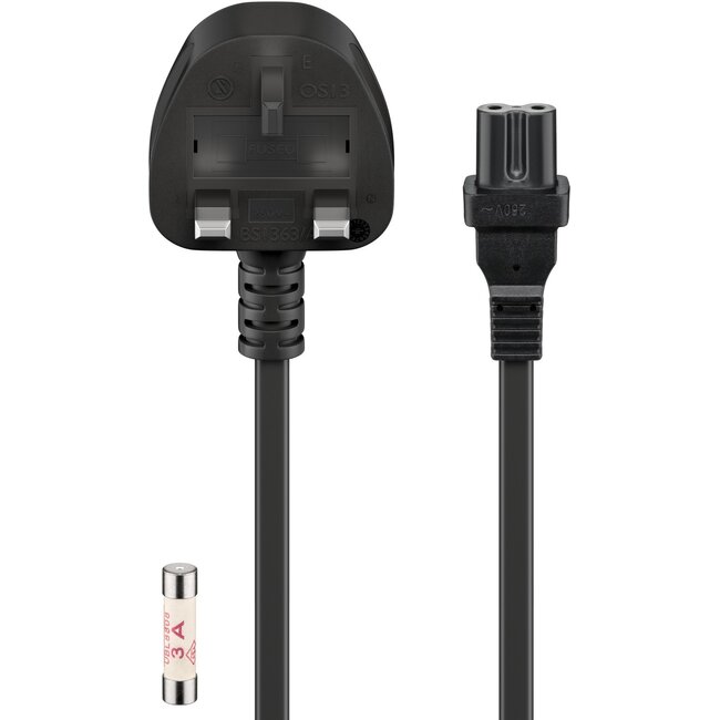 Goobay UK Mains Connection Cable, 1.5 m, Black, (2*0.75 mm²)