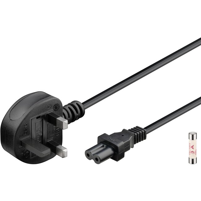 Goobay UK Mains Connection Cable, 1.5 m, Black, (2*0.75 mm²)