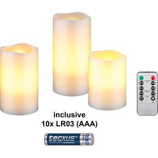 Goobay Goobay Set of 3 LED Real Wax Candles, white, incl. 10x AAA (LR03)