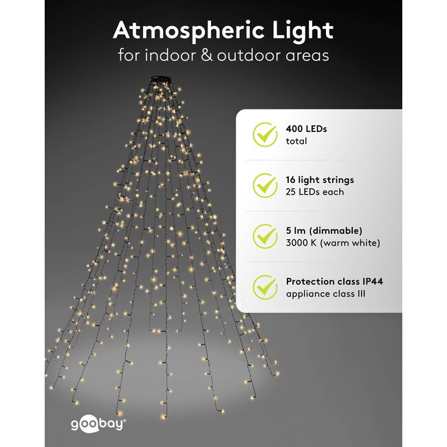 Goobay 400 LED Tree String Lights with Ring, 16x 1.5 m