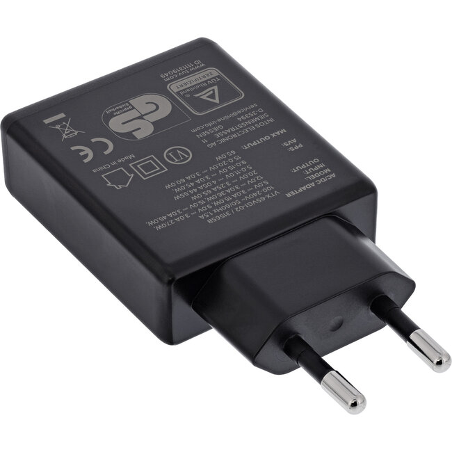 InLine® USB-voeding, oplader, enkele USB-C, PD, AVS, 65W, zwart