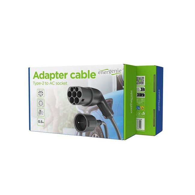 Energenie EV Type 2 - CEE 7/5 (België) stopcontact adapter | 3,68kW | 0,50 meter