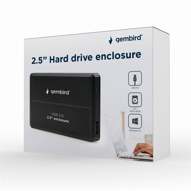 Gembird 2,5'' SATA HDD/SSD behuizing | USB-A | USB3.0 5 Gbps | zwart