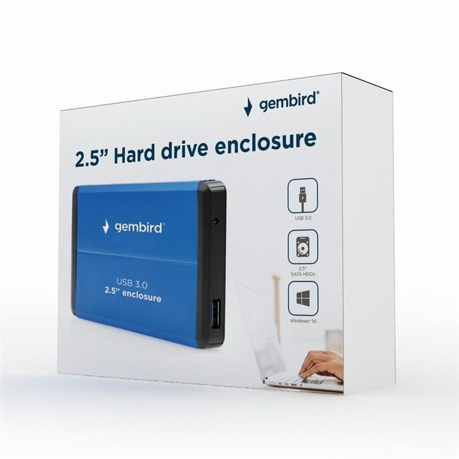 Gembird 2,5'' SATA HDD/SSD behuizing | USB-A | USB3.0 5 Gbps | blauw