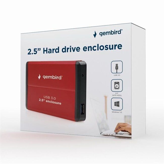 Gembird 2,5'' SATA HDD/SSD behuizing | USB-A | USB3.0 5 Gbps | rood