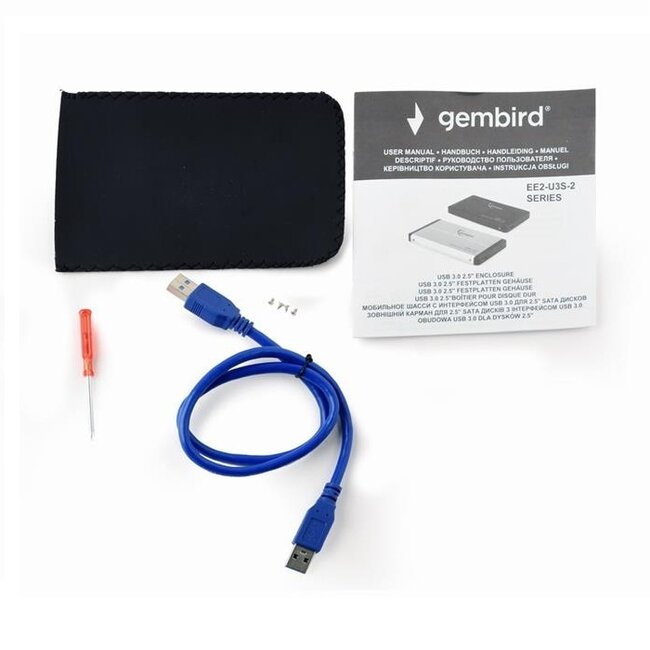 Gembird 2,5'' SATA HDD/SSD behuizing | USB-A | USB3.0 5 Gbps | zilver