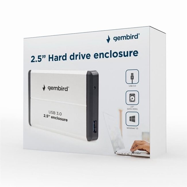 Gembird 2,5'' SATA HDD/SSD behuizing | USB-A | USB3.0 5 Gbps | zilver