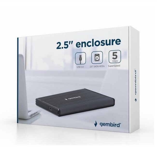 Gembird 2,5'' SATA HDD/SSD behuizing | USB-A | USB3.0 5 Gbps | zwart