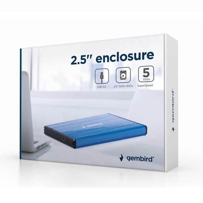 Gembird 2,5'' SATA HDD/SSD behuizing | USB-A | USB3.0 5 Gbps | blauw