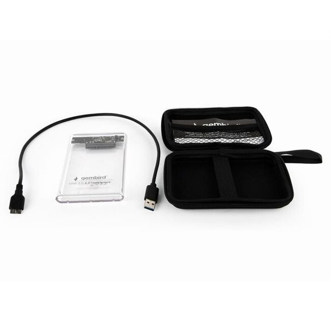 Gembird 2,5'' SATA HDD/SSD behuizing | USB-A | USB3.0 5 Gbps | transparant