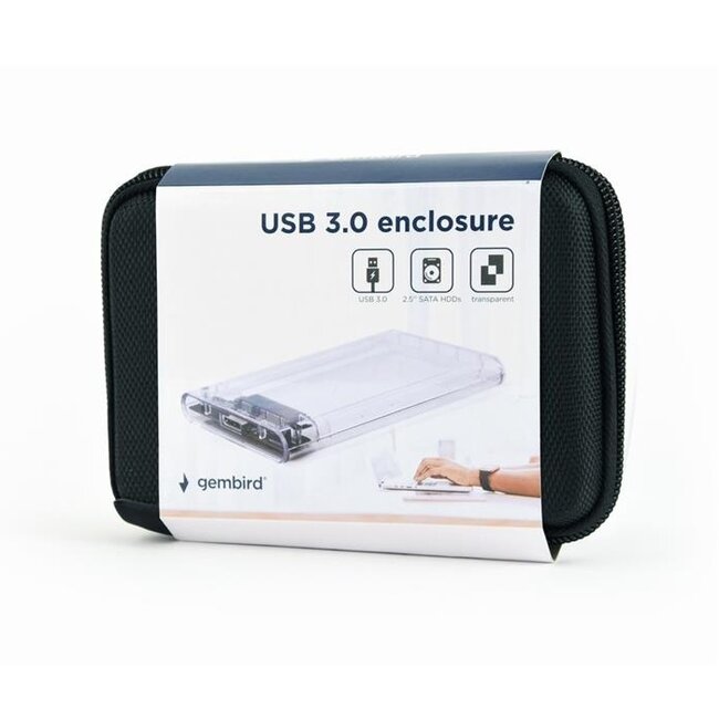 Gembird 2,5'' SATA HDD/SSD behuizing | USB-A | USB3.0 5 Gbps | transparant
