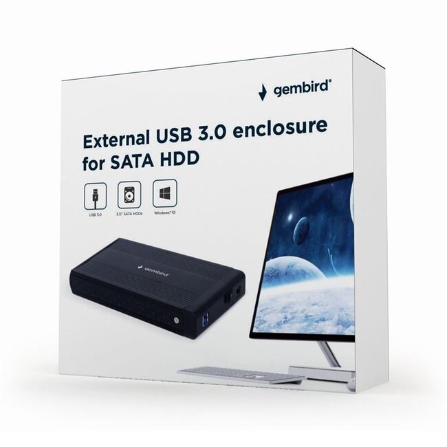 Gembird 3,5'' SATA HDD behuizing | USB-A | USB3.0 5 Gbps | zwart