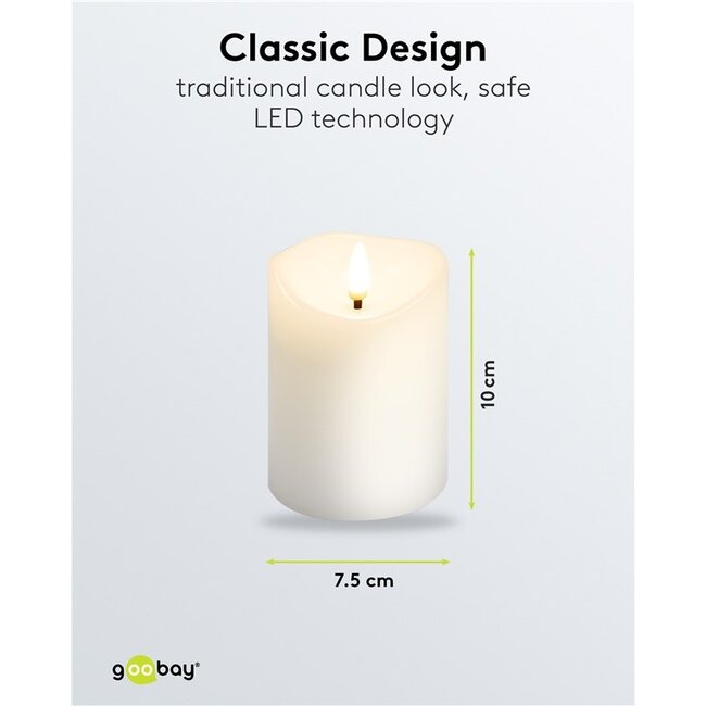 Goobay LED-kaars | 10 cm | timerfunctie | wit | IP20