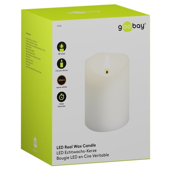 Goobay LED-kaars | 10 cm | timerfunctie | wit | IP20
