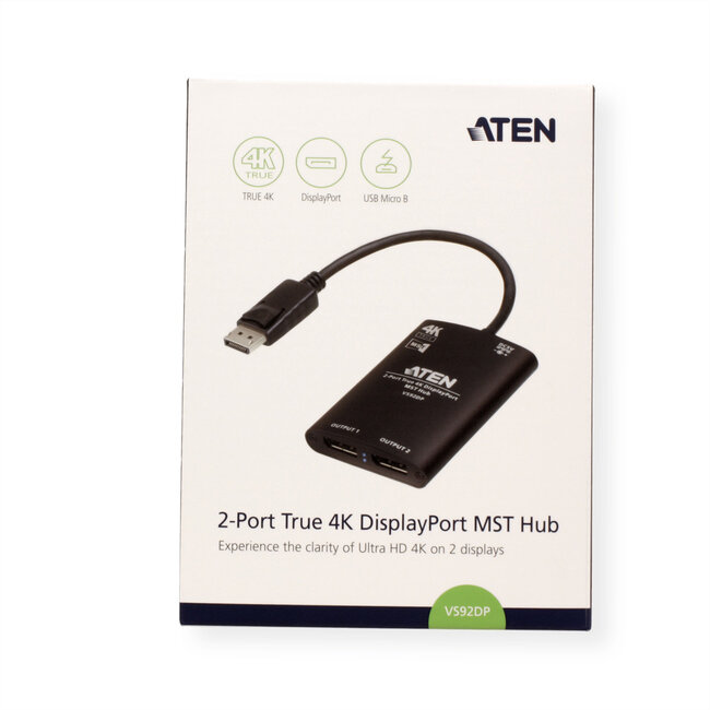 ATEN VS92DP 2-Poorts True 4K DisplayPort Splitter met MST Hub