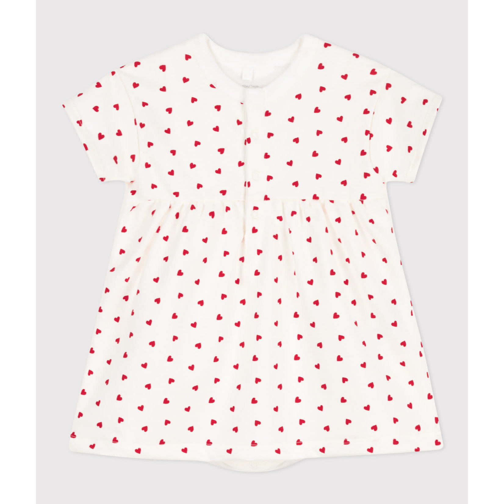 Petit Bateau Robe mc blanc cœurs rouges molleton + body