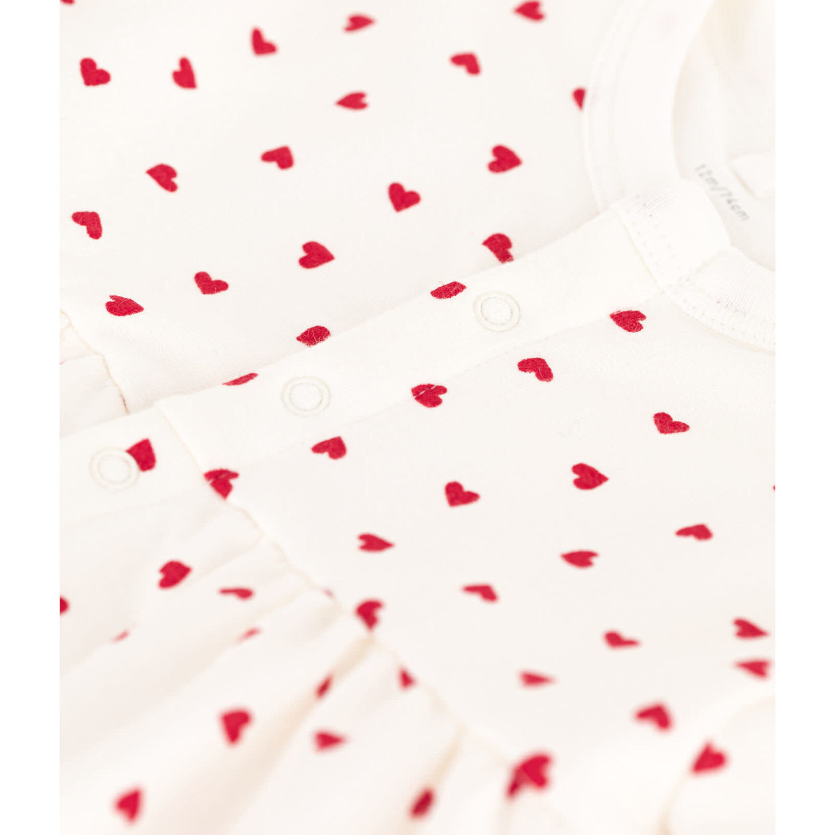 Petit Bateau Robe mc blanc cœurs rouges molleton + body
