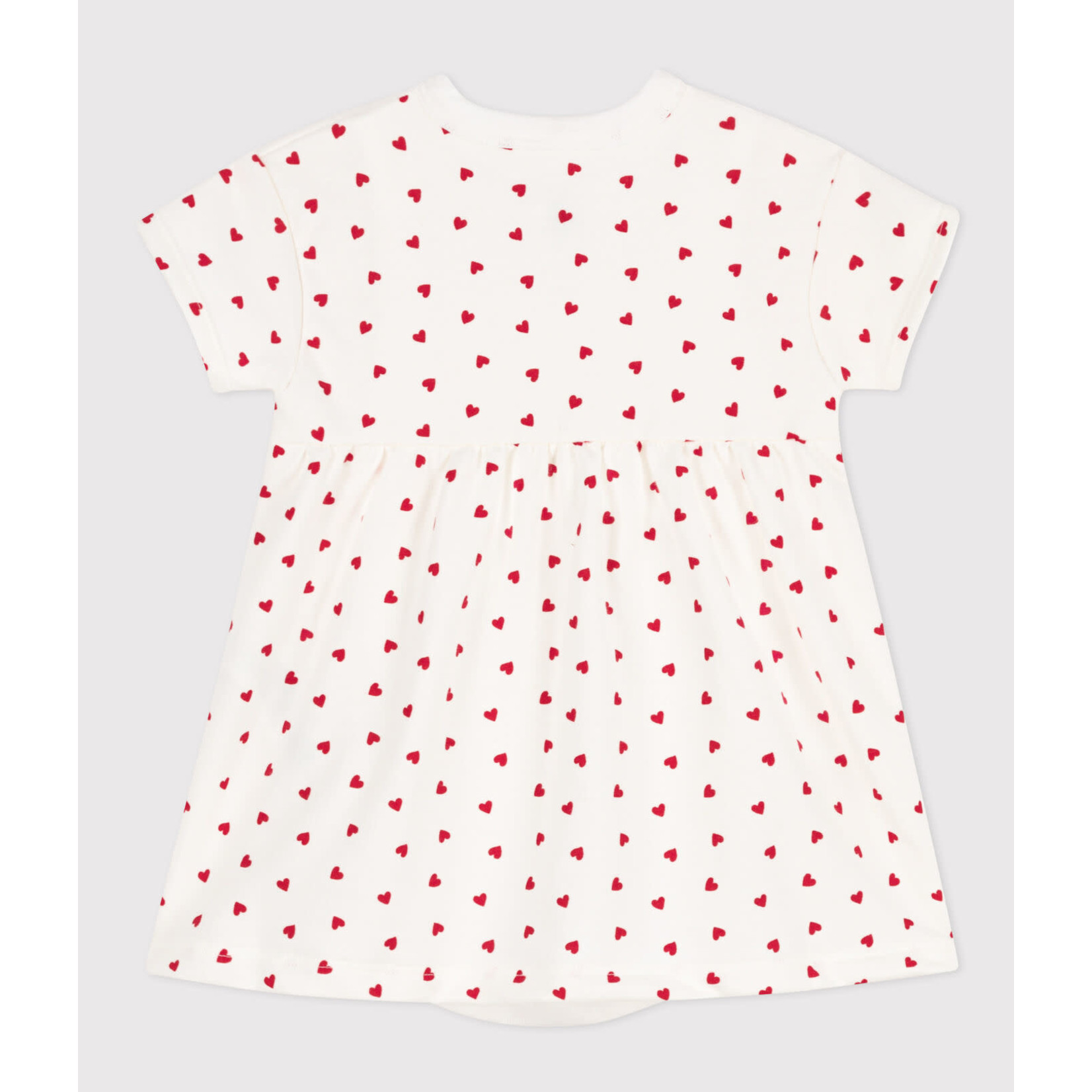 Petit Bateau Robe mc blanc cœurs rouges molleton + body