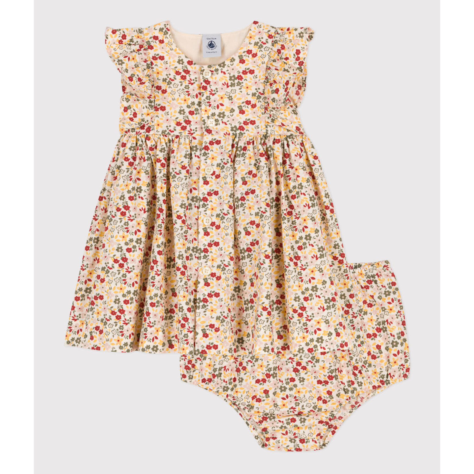 Petit Bateau Robe bebe sm + bloomer popeline fleurs