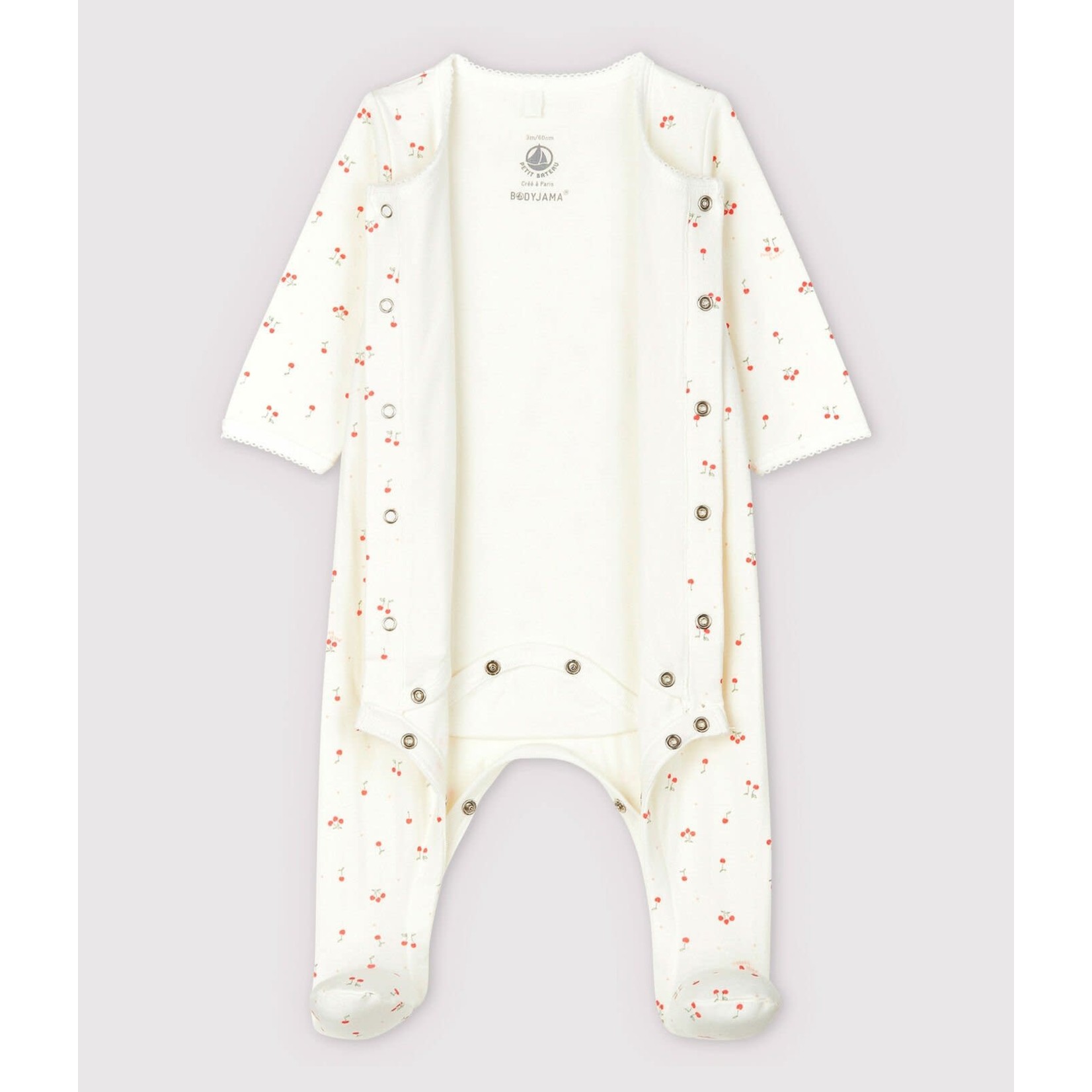 Petit Bateau Dors bien Fille Bodyjama Bébé en Tubique Cerise Coton bio