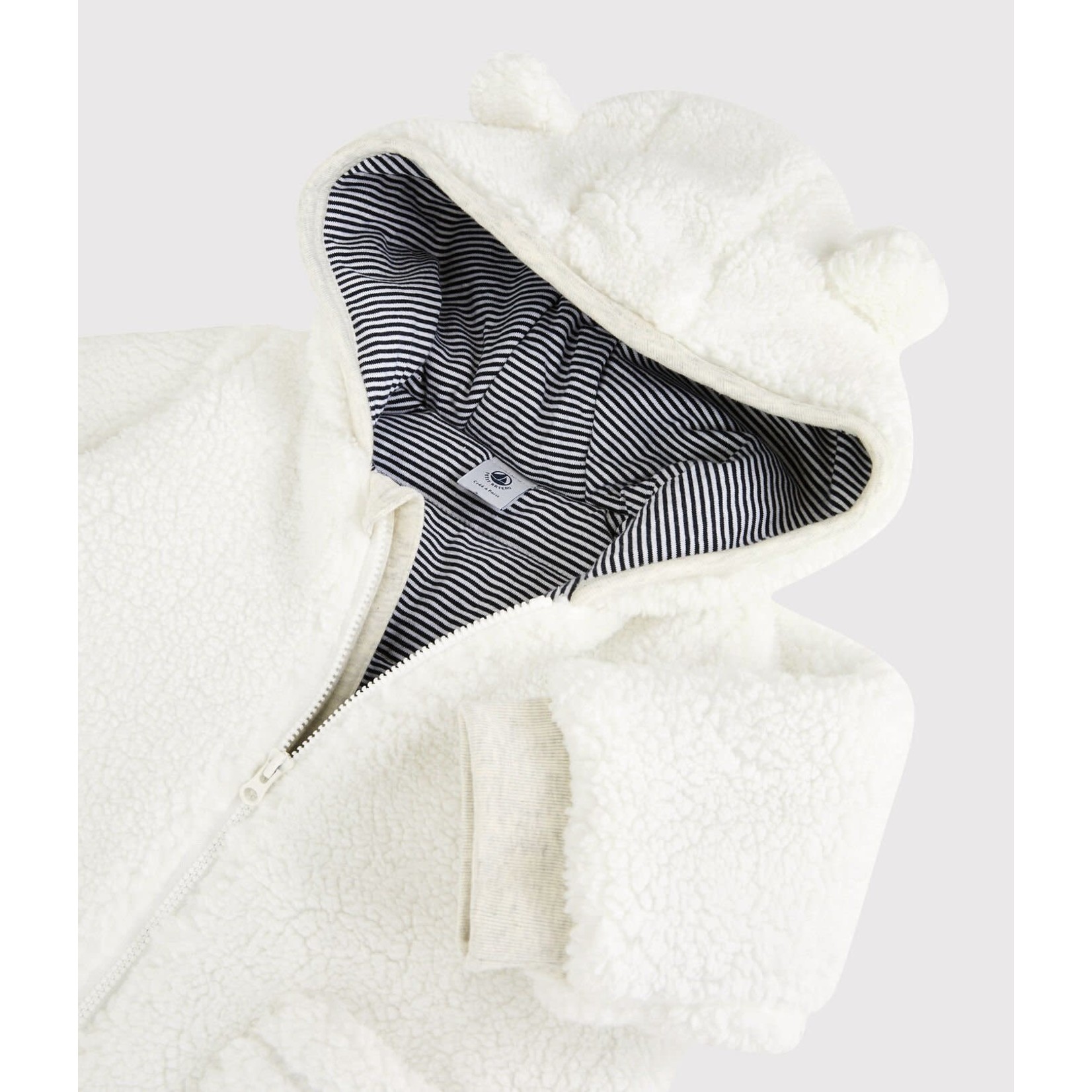 Petit Bateau Manteau en sherpa douce bebe blanc