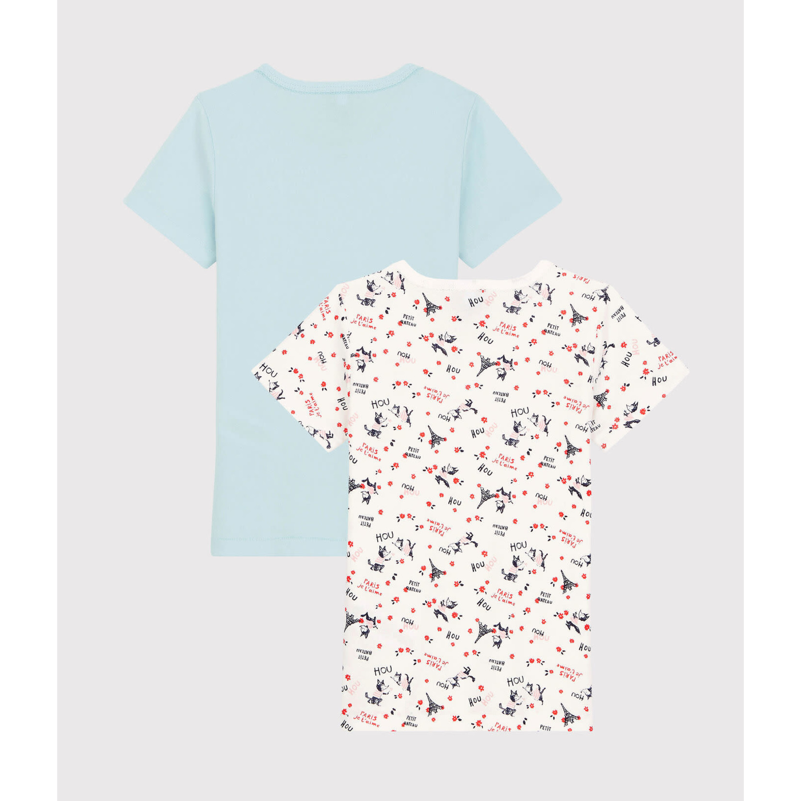 Petit Bateau Lot 2 tee shirts Manches Courtes imprime paris fille coton bio