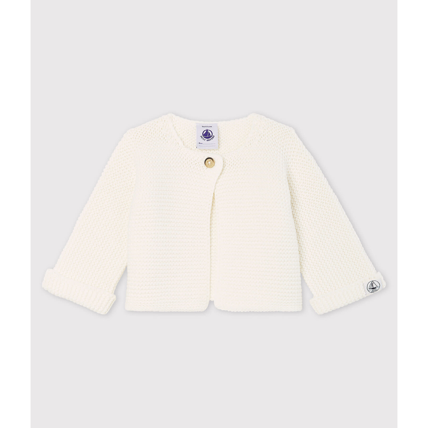 Petit Bateau Cardigan tricot coton bio bebe blanc marshmallow