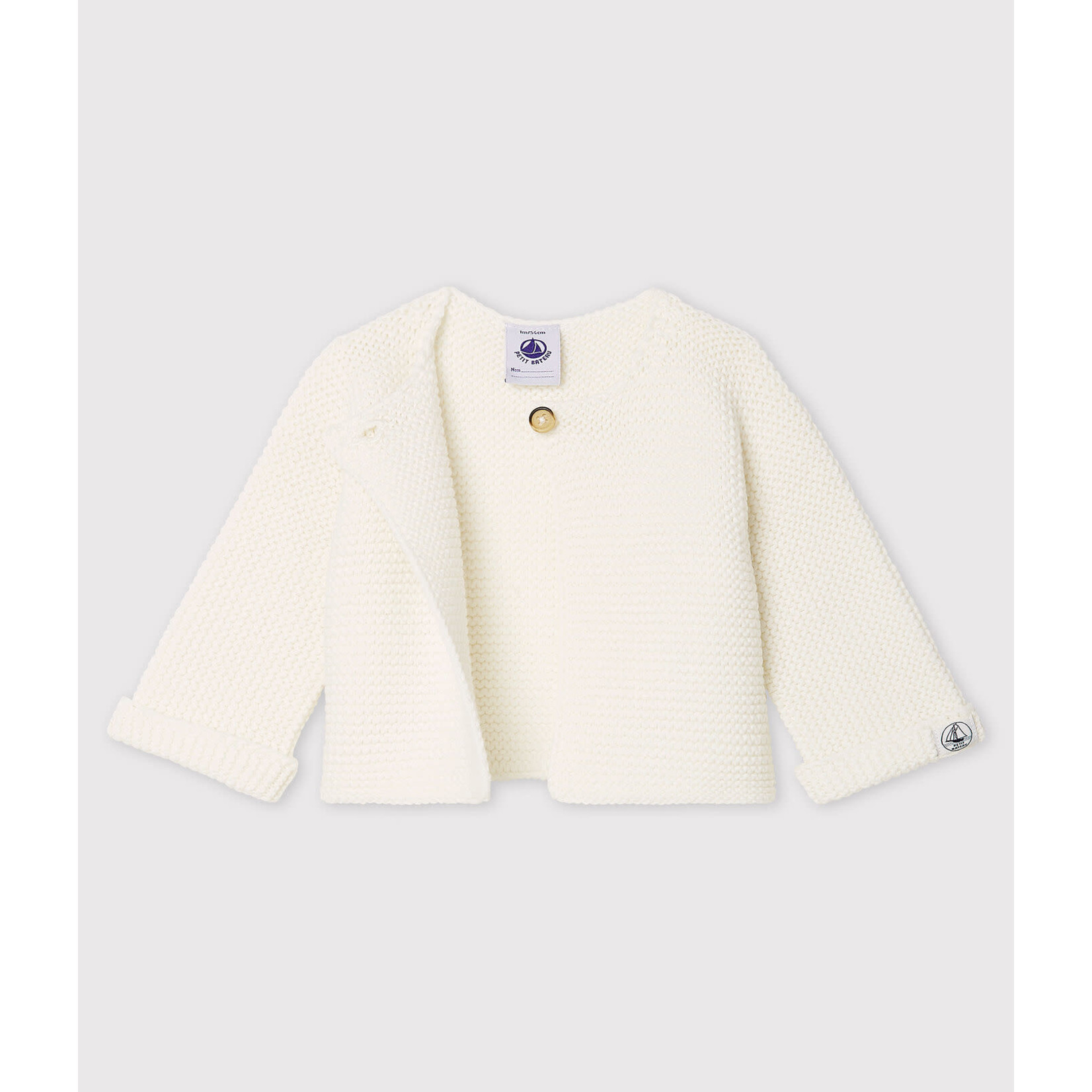 Petit Bateau Cardigan tricot coton bio bebe blanc marshmallow