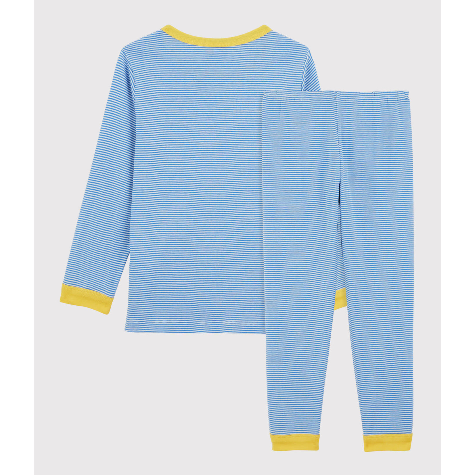 Petit Bateau Pyjama raye milleraies mixte coton bio bleu brasier gris