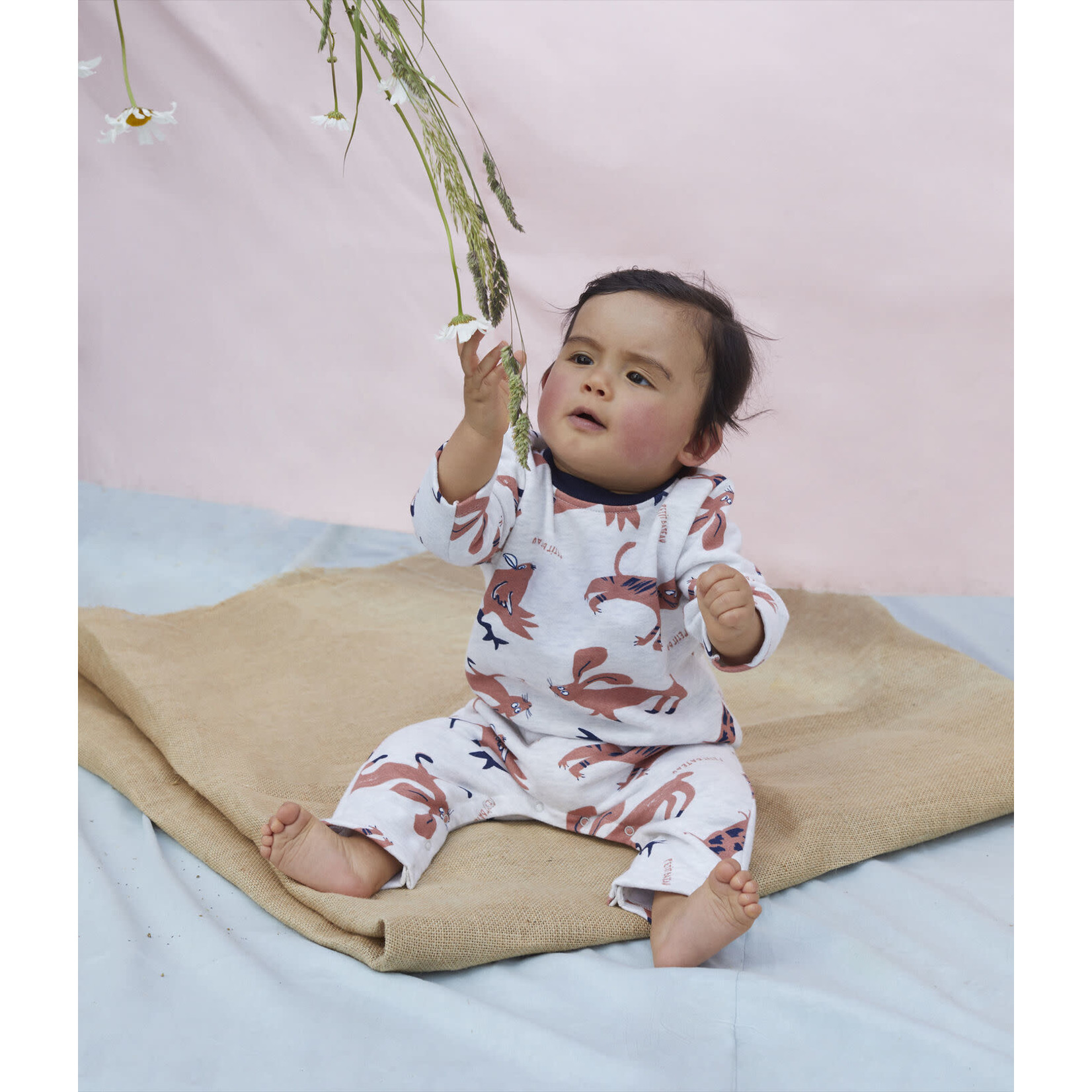 Petit Bateau Combinaison animaux molleton bebe