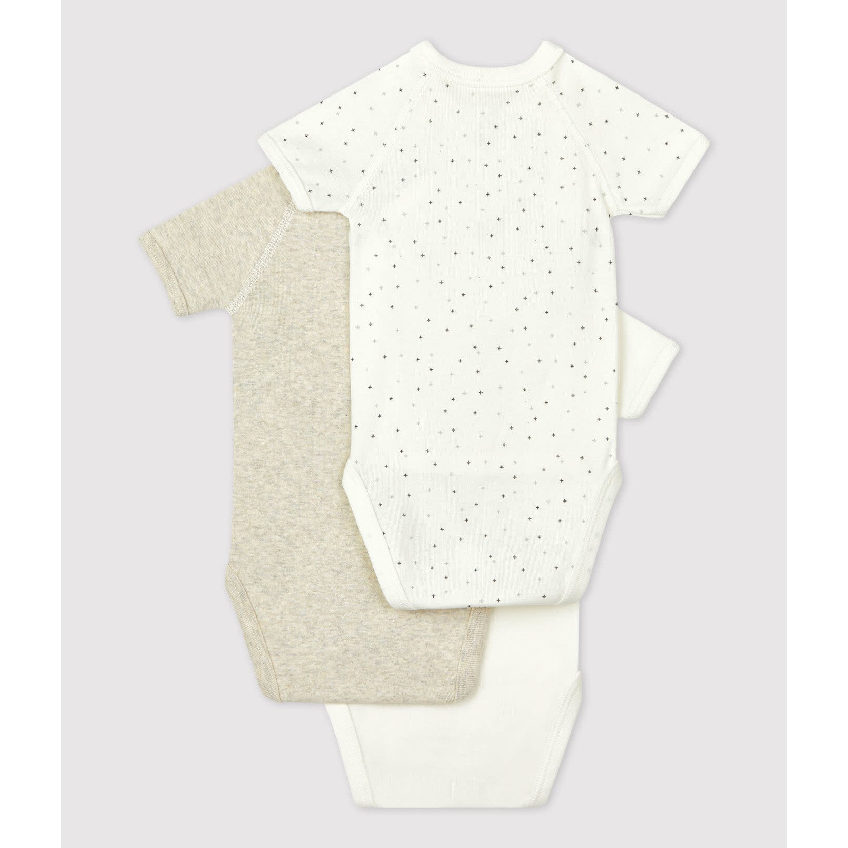 Petit Bateau Lot de 3 bodies bebe coton bio 0M